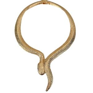 Gold Tone Snake Choker Necklace